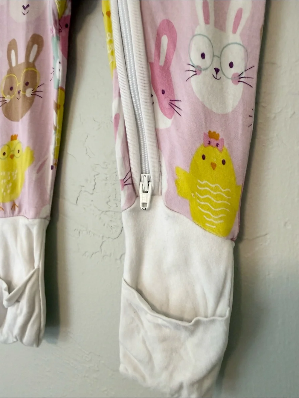 Little Sleepies Pink Bunny Chick Convertible Zippy Pajamas 3-6M
